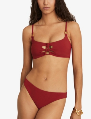 REISS: Nara Mid-Rise Fixed-Side Stretch-Woven Bikini Bottoms