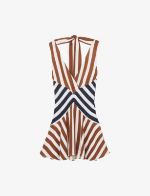REISS: Esme Striped Woven Mini Dress