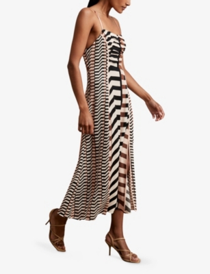 REISS: Georgie Chevron-Print Woven Midi Dress