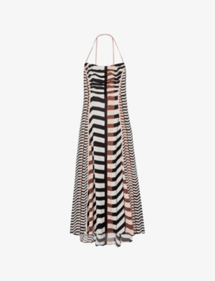 REISS: Georgie Chevron-Print Woven Midi Dress