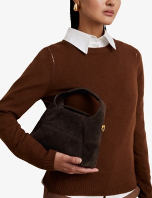 REISS: Octavia Suede Top-Handle Bag