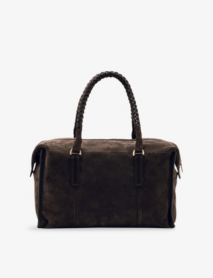 Reiss Womens Chocolate Edie Suede Bowling Bag In Brown