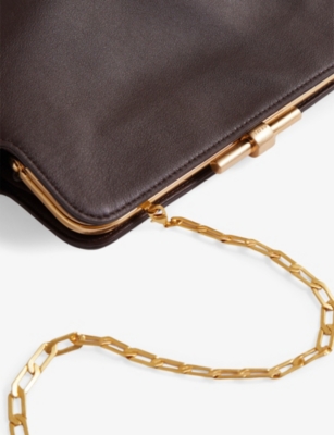 Reiss Womens Burgundy Bethany Leather Clutch Bag In Burgundy