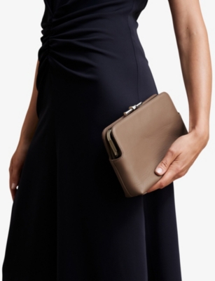 Reiss Womens Neutral Bethany Leather Clutch Bag In Neutral