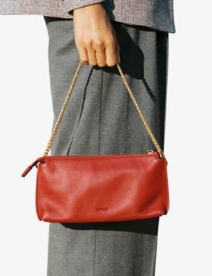 Reiss Womens Red Muriel Leather Cross-body Bag In Red
