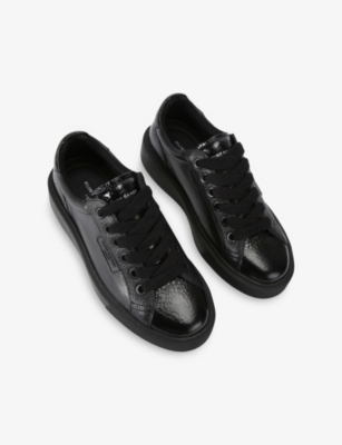 Kurt Geiger Mens Black Albion Leather Trainers Eur 45 / 11 Uk In Black