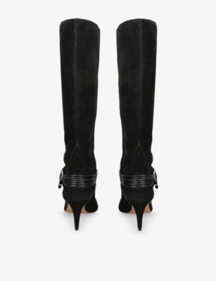 Isabel Marant Womens Lestany Gz Suede Heeled Knee-high Boots Black Eur 40 / 7 Uk