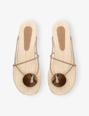 Christopher Esber Leather Doma Stoned Flats In Neutral
