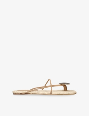 Christopher Esber Leather Doma Stoned Flats In Neutral