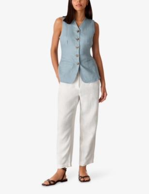 Whistles Petites Authentic High Rise Barrel Leg Jeans In Oatmeal