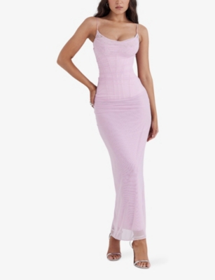 House Of Cb Of Cb Womens Cotton Candy Nalini Corseted Stretch-woven Maxi Dress Xs