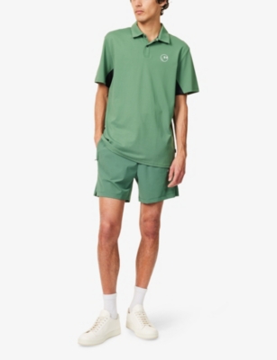 Malbon Mens Poly Tech Logo-print Shell Shorts Forest Xl