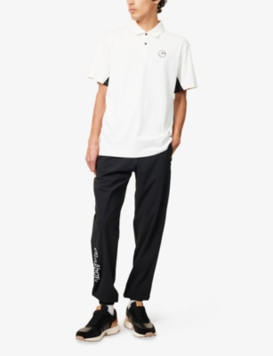Malbon Mens Piqué Logo-print Stretch-woven Polo Shirt&nbsp; White/black