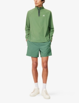 Malbon Mens Funnel-neck Raglan-sleeve Stretch-woven Top Forest Xl