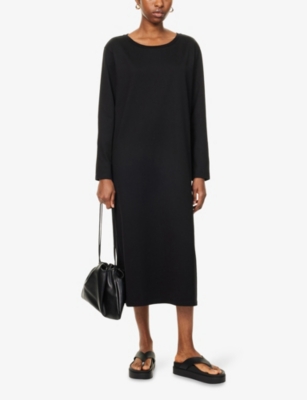 Skall Studio Womens Black Loui Long-sleeve Cotton-jersey Midi Dress In Black