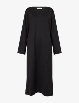 Skall Studio Womens Black Loui Long-sleeve Cotton-jersey Midi Dress In Black