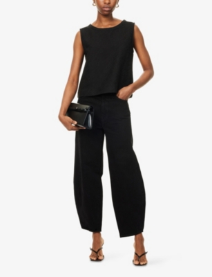 SKALL STUDIO: Calla Boxy-Fit Linen-Cotton Top