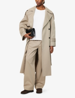 Skall Studio Womens Mahsa Relaxed-fit Cotton-poplin Trench Coat Stone Moss In Neutral