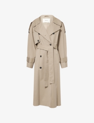 Skall Studio Womens Mahsa Relaxed-fit Cotton-poplin Trench Coat Stone Moss In Neutral