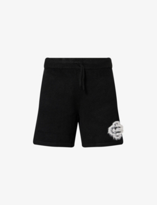 THE COUTURE CLUB: Fluffy Emblem Relaxed-Fit Knitted Shorts