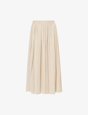WEEKEND MAX MARA: Cral Pleated Cotton-Blend Midi Skirt