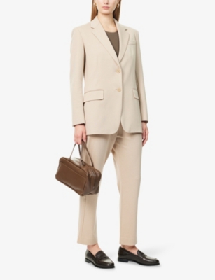 Weekend Max Mara Omens Messina Notch-lapels Stretch-woven Blazer Beige Xs In Neutral
