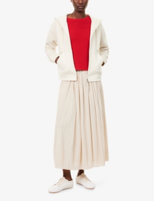 Weekend Max Mara Omens Ivory Cane Brand-embroidery Cotton-blend Hoody In White