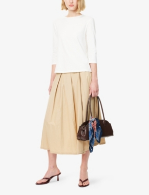 Weekend Max Mara Omens Multia Quarter-sleeve Cotton-jersey T-shirt White In White