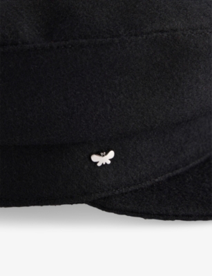 Weekend Max Mara Omens Black Angora Brand-plaque Wool-blend Beret In Black