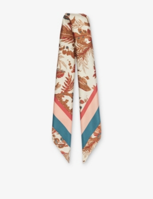 Weekend Max Mara Omens Beige Onesto Graphic-print Twill Silk Scarf In Beige