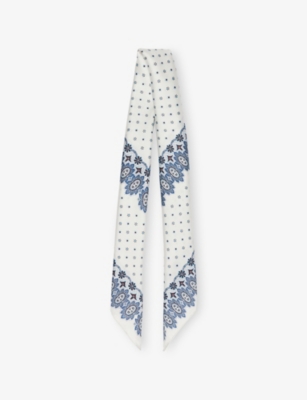 Weekend Max Mara Omens Ivory Onesto Graphic-print Twill Silk Scarf In White