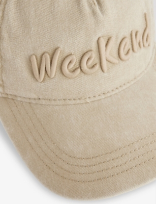 Weekend Max Mara Omens Mustard Bruno Embroidered Cotton Baseball Cap In Yellow