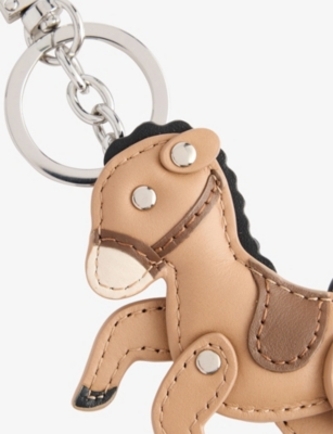 Weekend Max Mara Omens Sand Horse Leather Key Ring Charm In Sand