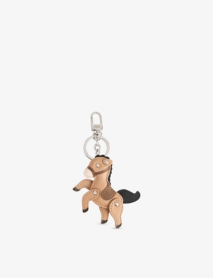 Weekend Max Mara Omens Sand Horse Leather Key Ring Charm In Sand