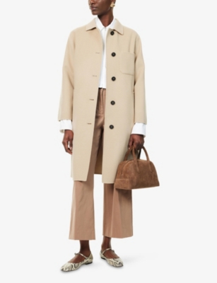 Weekend Max Mara Omens Beige Zenone Spread-collar Wool Coat In Beige