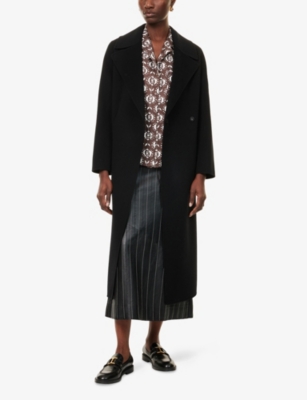 Weekend Max Mara Omens Black Manu Notch-lapels Wool Coat In Black