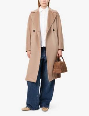 Weekend Max Mara Omens Marron Glace Resina Belted Wool Coat In Brown