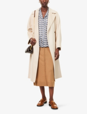 Weekend Max Mara Omens Ivory Resina Notch-lapels Wool Coat In White