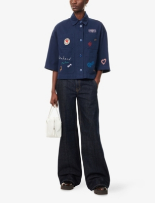 Weekend Max Mara Omens Ultramarine Assuan Embroidered Cotton Jacket In Blue