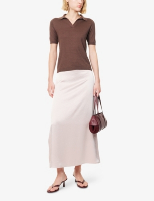 Weekend Max Mara Omens Powder Angelo Satin Midi Skirt
