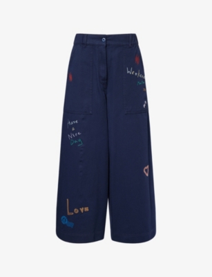 WEEKEND MAX MARA: Lotus Wide-Leg Cotton Trousers