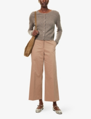 Weekend Max Mara Omens Light Brown Urial Wide-leg Stretch-cotton Trousers In Brown