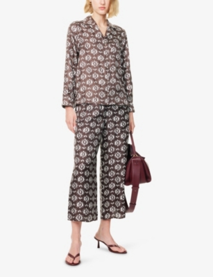 Weekend Max Mara Printed Wide Leg Trousers In Black