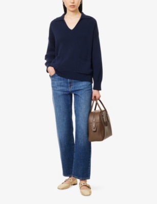 Weekend Max Mara Omens Navy Loris Straight-leg Stretch-denim Jeans In Navy