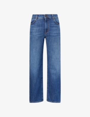Weekend Max Mara Omens Navy Loris Straight-leg Stretch-denim Jeans In Navy