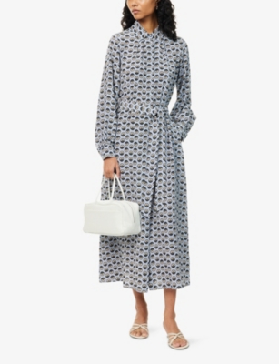 WEEKEND MAX MARA: Graphic-Print Belted Silk Maxi Dress