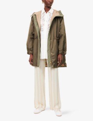 Weekend Max Mara Omens Kaki Alcamo Hooded Shell Coat In Green