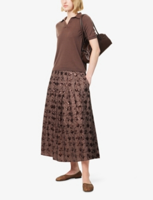 Weekend Max Mara Omens  Tempra Sequin-embellished Cotton Midi Skirt