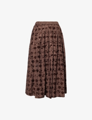 Weekend Max Mara Omens  Tempra Sequin-embellished Cotton Midi Skirt