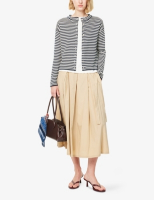 Weekend Max Mara Omens Navy Eritea Stripe-print Cotton Cardigan